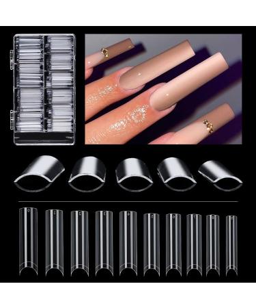 500PCS XXL Nail Tips No C Curve Tapered Square Straight Flat Clear Half Cover Acrylic Nails for Nail Salon or DIY Nail Art