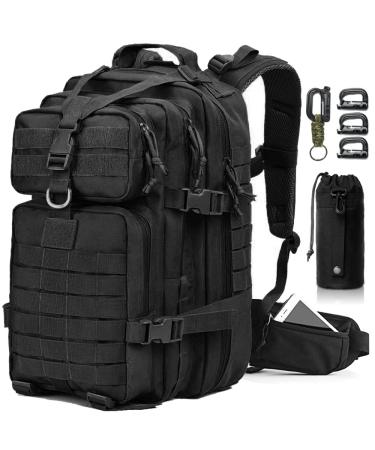 EMDMAK Military Tactical Backpack, Large Military Pack Army 3 Day Assault Pack Molle Bag Rucksack Black