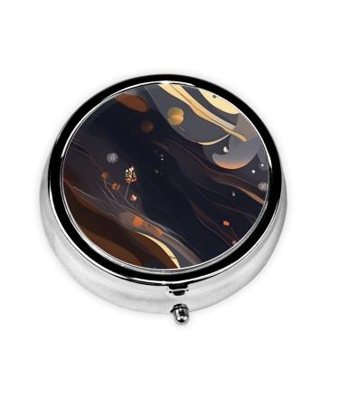 Dark Mediumround Pill Box 3 Compartment Round Pill Box Organizer # Portable Travel Pill Box for Traveling.