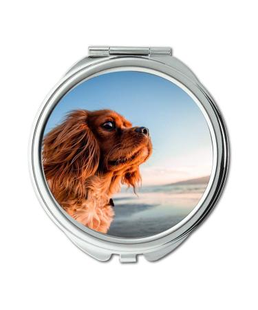 Mirror Compact Mirror Dog Animal Pet Puppy Beach Coast Sunny Summer pocket mirror portable mirror