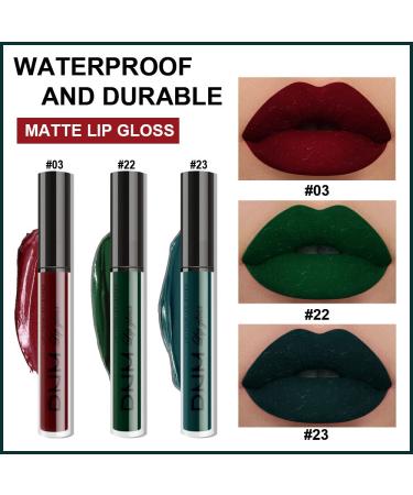 3Pcs Dark Color Matte Liquid Lipstick Set | Long Lasting Waterproof & Smudge Proof | Deep Red & Army Green Shades | Makeup Kit - 0.21 Fl Oz (Pack of 3) - Buy Online on GoSupps.com