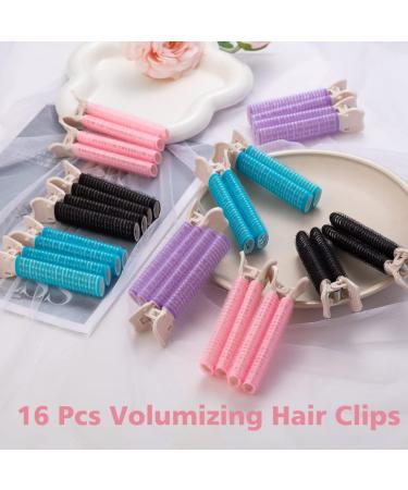 16 Pcs Hair Root Volume Clips for Women | Instant Hair Volumizing Rollers | Black Blue Pink Purple - Buy Online on GoSupps.com