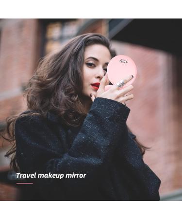 HEYISSU LED Compact Mirror 10X Magnifying Travel Makeup Mirror with Light - Pink 3.5 inch Pocket Purse Handbag Mirror - Buy Online on GoSupps.com