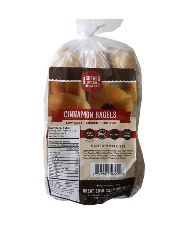 Cinnamon Bagels, Great Low Carb Bread Company, Low Carb Bagels, Keto-Friendly Bread, 6 Bagels per bag