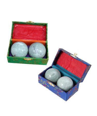 Beavorty 2 STK BAODING BALL life expansion natural massage balls Heartstones Massage ball Massage ball made of stone massage-baoding balls Various marble gift box in the middle old medium green