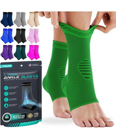 Modvel Foot & Ankle Brace Socks for Sprained Ankle Compression Sleeve - Ankle Support for Women & Men - Tendonitis & Arthritis Ankle Brace Sports Running Torn Ligaments & Women E Olive Large