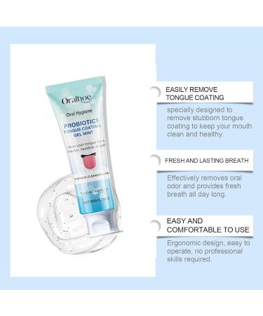 Oralhoe Probiotics Tongue Coating Gel Mint Tongue Cleaner Kit with Scraper 50g Oral Hygiene Removes Coating Reduces Bacteria - Buy Online on GoSupps.com
