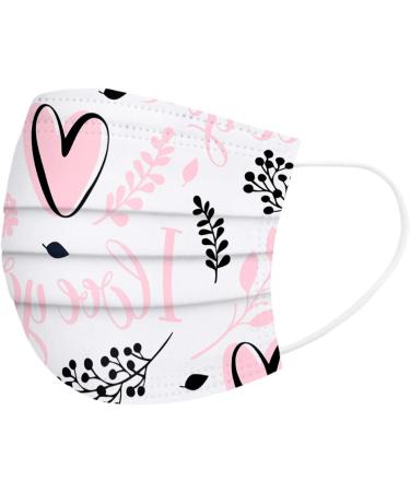 10/50PCS Valentines Day Disposable_Face_Masks Floral Designs for Adults 3 Layer Covers with Nose Wire for Women Men 008-50PCS - Buy Online on GoSupps.com