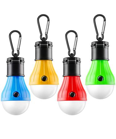 FLY2SKY Tent Lamp Portable LED Tent Light 4 Packs Clip Hook Hurricane Emergency Lights LED Camping Light Bulb Camping Tent Lantern Bulb Camping Equipment for Camping Hiking Backpacking Fishing Outage B-CLOSED-HOOK