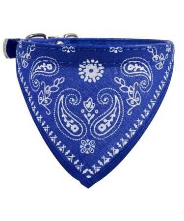 Cat collar with bandana in paisley look and buckle in size S: 20-26cm neck circumference BLUE