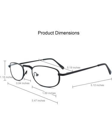 3 Pairs Vintage Metal Reading Glasses with Spring Hinge - 2.0 Diopters for Men & Women - Stylish Black 3pk - Buy Online on GoSupps.com