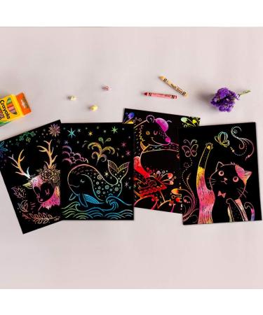 SAYU Premium Scratch Art Coloring Kit - DIY Craft Hobby Set for Adults & Kids - Engraving Scratch Off Gift Set with 5 Animal Friends Designs - Buy Online on GoSupps.com