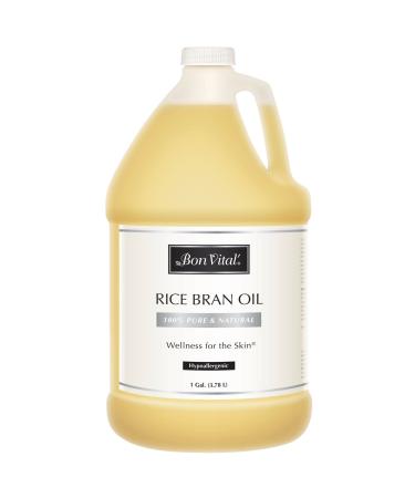 Bon Vital' Rice Bran Oil 100% Pure and Cold Pressed Carrier Oils for Diffusers Professional Massage Oil Best Beauty Secret for Soft & Smooth Skin Moisturizer 1 Gallon Bottle Rice Bran Oil 1 Gallon