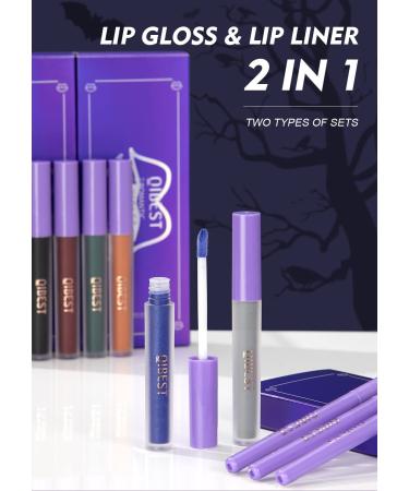 GL-Turelifes 2Pcs Matte Lip Liner & Lip Gloss Kit for Halloween Cosplay - Long-Lasting Vampire Lipstick Set in White, Green, Black & Purple (3 Blue) - Buy Online on GoSupps.com