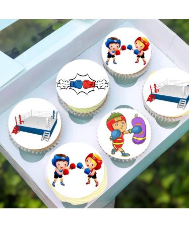 24 x Pre-Cut Boxing 2 Edible Stand up Wafer Paper Cupcake Toppers Cake Decorations Birthday Party Sport Martial Art - Buy Online on GoSupps.com