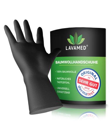 Lavamed dermatest: very good cotton gloves - extra soft cotton gloves made of 100% cotton - jersey gloves - black twist gloves - Premium cosmetic gloves (4 l) 6 l