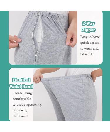 Unisex Side Zipper Patient Pants | Soft Cotton Tear Away Clothing for Home Care & Surgery | Gray X-Large - Buy Online on GoSupps.com