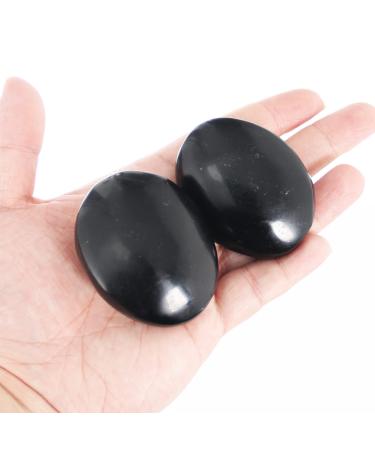 Orientrea Obsidian Palm Stone-2 Pcs Obsidian Pocket Energy Stone Smooth Obsidian Healing Crystal Worry Stone (Obsidian Stone)
