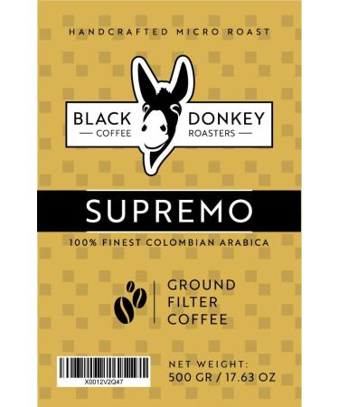 Black Donkey Coffee Roasters 100% Colombian Arabica Ground Coffee - A. Supremo 500g Filter Coffee - Buy Online on GoSupps.com