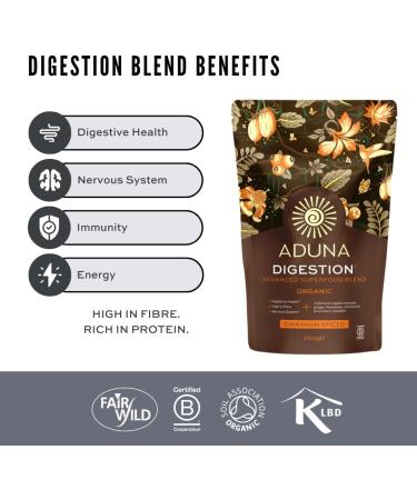 Aduna Advanced Superfood Digestion Blend | 100% Organic Powder for Smoothies/Juices & Yoghurt | 250g Resealable and Recyclable Pack - Buy Online on GoSupps.com