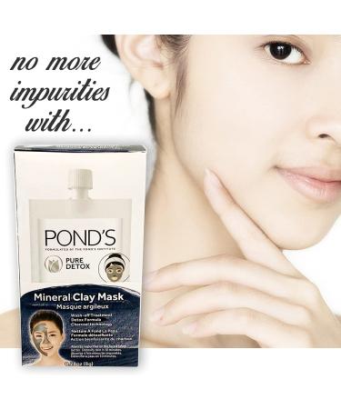 Pond's Pure Detox Mineral Charcoal Clay Mask - 100% Natural Moroccan Clay (6 Sachets) | International Shipping Available - Buy Online on GoSupps.com