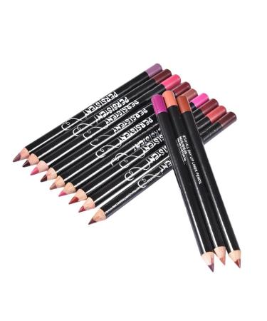 Wangstar 12 Color Matte Lip Liner Pencils Lip Contour Shaping Pencil Waterproof Long Lasting Makeup Lip Pencil for Girls Women Lady