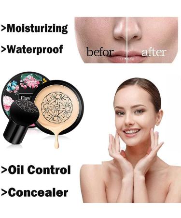 BB Mushroom Head Air Cushion CC Cream Foundation Cover Concealer Makeup - 2 Pack, Natural Tone | Moisturizing, Brightening Liquid Formula for Even Skin Tone - Buy Online on GoSupps.com