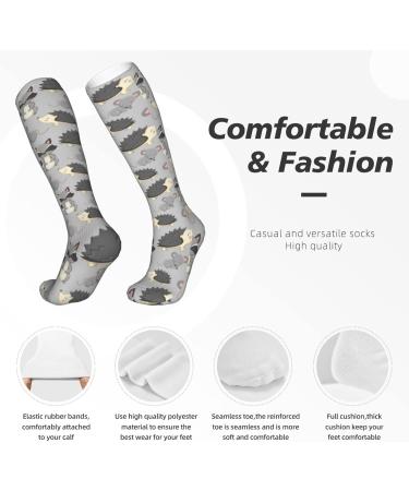Gray Hedgehog Raccoon Compression Socks for Men & Women | 15-20 mmHg Support for Running & Cycling | International Shipping - Buy Online on GoSupps.com