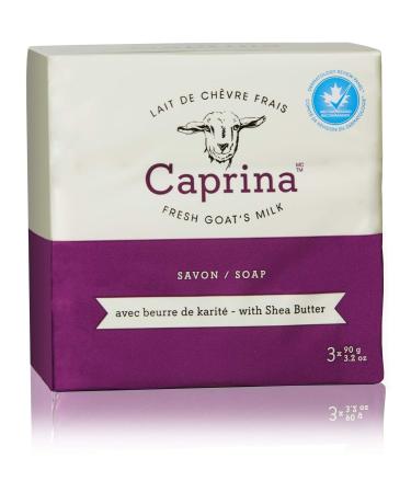 Caprina Fresh Goat s Milk Soap Bar Shea Butter 3.2 oz (3 Pack) Cleanses Without Drying Biodegradable Soap Moisturizing Vitamin A B2 B3 and More