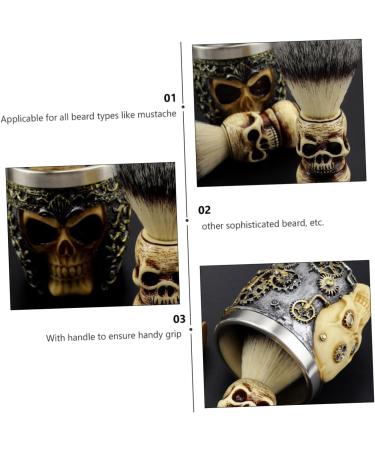 Frcolor Skull-Beard Brush Set | Vintage Shaving Cup & Synthetic Razor Brush for Men - Buy Online on GoSupps.com