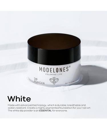 Modelones Dip Powder White Color - French Nail Art Powder Pro Collection for Salon-Quality Manicures - Odor-Free, Long-Lasting, No UV Lamp Needed - 1 Oz - Buy Online on GoSupps.com