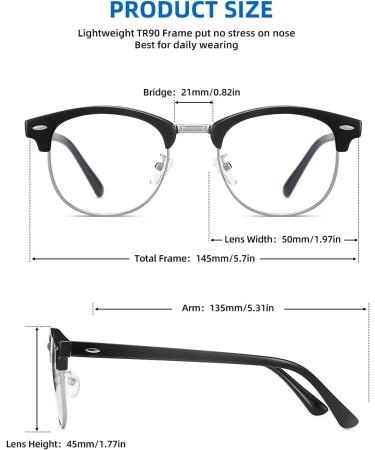 SOAR&EAGLE 3 Pack Blue Light Blocking Glasses - Retro Semi Rimless Computer Gaming Eyewear (Bright Black/Silver/Crystal Silver/Amber Gold) UV400 Clear Lens - Buy Online on GoSupps.com
