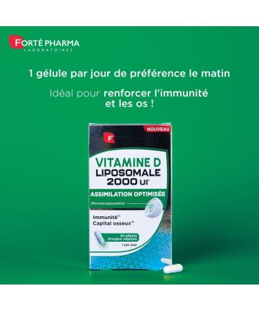 Fort Pharma Liposomal Vitamin D 2000 IU | Food Supplement Immune Defenses & Bone Health - Optimal Assimilation - Vegetable Capsules - From 12 years old | 30 capsules 1/day - Buy Online on GoSupps.com