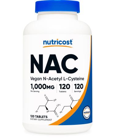 Nutricost N-Acetyl L-Cysteine (NAC) 1000 mg 120 Vegan Tablets - GMO Free Gluten Free Vegetarian Supplement
