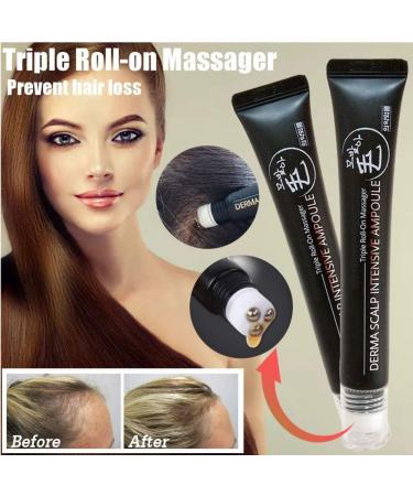 Symeas Hair Regrowth Serum Derma Scalp Intensive Ampoule Triple Roll Massager Scalp Revitalizer Anti Hair Loss Thinning Balding Hair Treatment Essential Oil - Buy Online on GoSupps.com