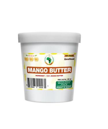 Authentic Raw Mango Butter | Butter | For DIY Face Body Hands | Unrefined | 100% Pure| Organic from Africa | Resealable Bag | 1kg tub