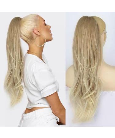 Aikaa long braid ponytail hair extension with cord strain long smooth wavy natural hair ponytail extensions brown with blond for women 65cm 27/613# - Buy Online on GoSupps.com