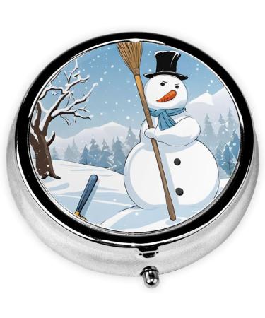 Christmas Printed Mini Round Pill Box | 3 Compartment Portable Pill Organizer for Travel Home & Office Use - Buy Online on GoSupps.com