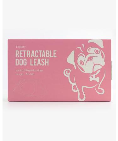 Taglory No-Tangle Retractable Dog Lead 5m - Heavy Duty Nylon Tape for Small/Medium Dogs up to 20kg - Pink - Buy Online on GoSupps.com