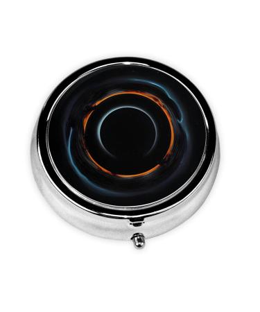 Mysterious Cosmic Black Holesround Pill Box 3 Compartments Round Pill Box Organizer for Purse Or Pocket &*Portable Travel Pill Box