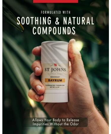 St Johns Bay Rum Aluminum Free Deodorant | Long-Lasting Odor Resistant & Soothing | Clear Deodorant Stick | Odor-Free Deodorant Made of Natural Compounds | Mens Bay Rum Deodorant (2.6 oz Stick) - Buy Online on GoSupps.com