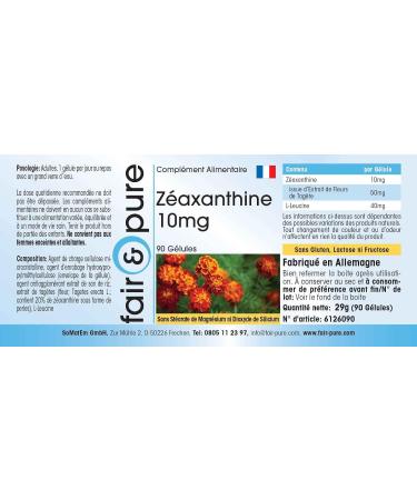 SoMatEm Fair & Pure Zeaxanthin 10mg from 50mg marigold flower extract natural vegan without magnesium stearate 90 zeaxanthin capsules - Buy Online on GoSupps.com
