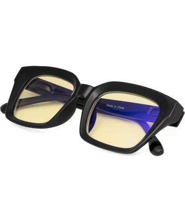 Eyekepper Ladies Blue Light Blocking Reading Glasses - Oversized Square Computer Readers with Yellow Filter Lens +1.00 Magnification Black Design - Buy Online on GoSupps.com
