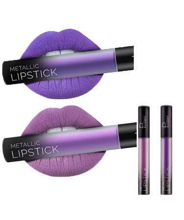 14-color matte non-stick cup lip glaze non-decolorizing Two together 2PC light purple and dark purple lip gloss lipstick 12 ml
