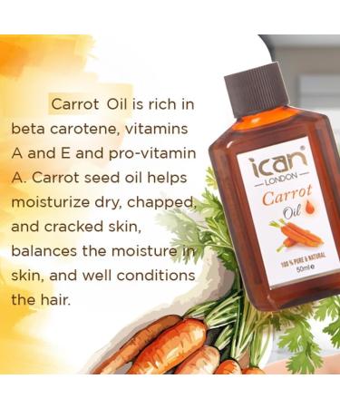 ican 100% pure & natural carrot oil for hair skin 50ml travel size - Buy Online on GoSupps.com