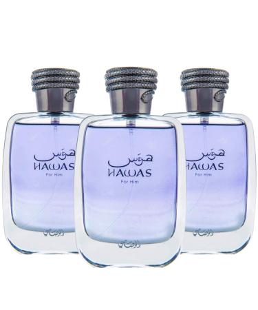 RASASI Hawas For Him EDP Spray 100ML (3.4 OZ) Long Lasting and Luxurious Scents for Men. (PACK OF 3) Hawas (PACK OF 3)