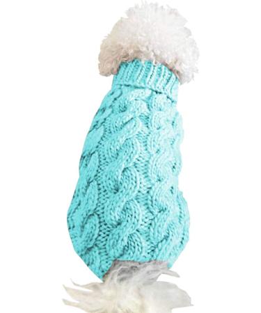 Tower Collar Knitting Sweater for Pets - Thick Winter Warmer for Dogs & Cats (L Blue) | Stylish Crochet Coat for Small to Large Pets - Buy Online on GoSupps.com