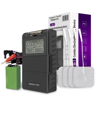 Therapist s Choice TENS Unit and EMS Muscle Stimulator ComboOTC TENS Device with Accessories Black