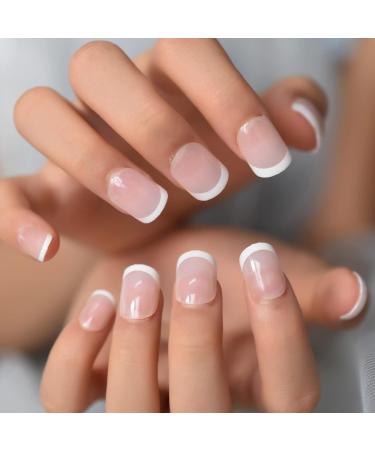 120pcs Child Fake Nails - Short Round Press On Nails - Kids French Style White Tips - Cute Christmas Party Show - 5 * 24pcs Packs - Buy Online on GoSupps.com