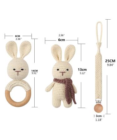 TIAN-K Rabbit Pacifier Chain Set - Braided Beech Wood Teething Ring & Baby Accessories - Stylish & Safe International Shipping - Buy Online on GoSupps.com